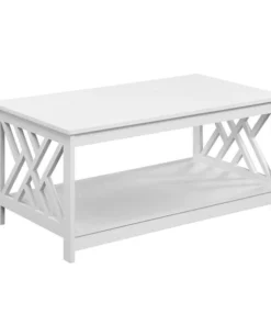 Convenience Concepts 203782W Titan Coffee Table with Shelf; White