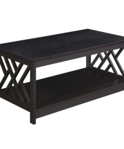 Convenience Concepts 203782ES Titan Coffee Table with Shelf; Espresso