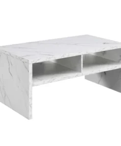 Convenience Concepts 111287WM Northfield Admiral Deluxe Coffee Table with Shelves; White Marble