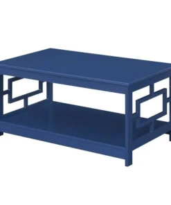 Convenience Concepts 203282CBE Town Square Coffee Table with Shelf; Cobalt Blue Wood