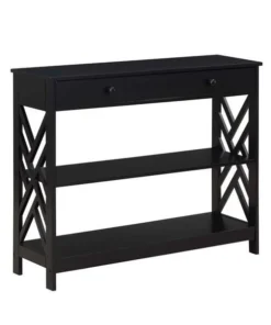 Convenience Concepts 203795BL 39.5 x 12 x 31.5 in. Titan 1 Drawer Console Table with Shelves; Black