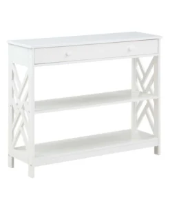 Convenience Concepts 203795W 39.5 x 12 x 31.5 in. Titan 1 Drawer Console Table with Shelves; White