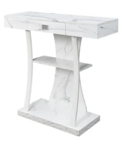 Convenience Concepts 111960WMWF Newport 1 Drawer Harri Console Table with Shelves; White Faux Marble & White