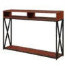 Tucson 161889CH Deluxe 2 Tier Console Table; Cherry & Black - 47.25 x 9 x 30 in.
