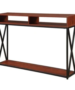 Tucson 161889CH Deluxe 2 Tier Console Table; Cherry & Black - 47.25 x 9 x 30 in.