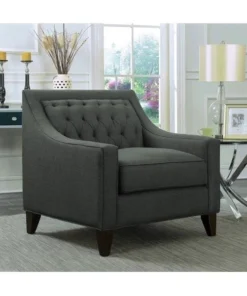 Chic Home FCC2660 Fulla Linen Tufted Back Rest Modern Contemporary Club Chair; Grey