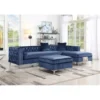 Chic Home FON2852 Eliott Modern Contemporary Velvet Square Storage Ottoman; Navy