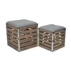 Cheungs 4936-2GW Square Wood Slat Storage Bench with Metal Accent & Cushioned Lid - Set of 2