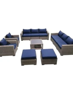 Casual CS-W22 Outdoor Pation Funiture Set Wicker Rattan Sectional Couch Sofa with Coffee Table - 11 Piece