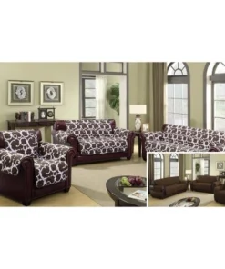 Duck River RHCC3=6 /12698 Reversible Sofa Cover Couch Covers - Water Resistant Furniture Slipcover Great For Kids Dogs Pets - Geometric - Sofa - Brown