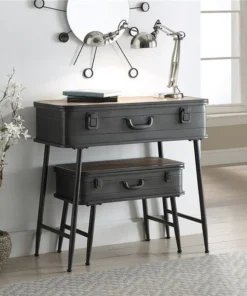 4D Concepts 162009 Trunk Style Table Set - 2 Piece; Metal & Rustic Natural Pine