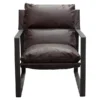 Diamond Sofa MILLERCHCH Miller Sling Accent Chair with Genuine Black Powder Coated Metal Frame; Chocolate Leather