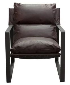 Diamond Sofa MILLERCHCH Miller Sling Accent Chair with Genuine Black Powder Coated Metal Frame; Chocolate Leather