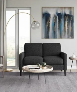 Dorel Living DE55002 Contemporary Charcoal Loveseat Sofa