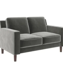DHP DE65316 Bexley Loveseat 2 Seater Velvet Sofa; Grey