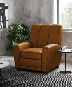 DHP DE02535 Faux Leather Vertical Pushback Recliner; Camel