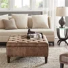 Madison Park FPF18-0200 Lindsey Tufted Square Cocktail Ottoman; Brown - 18.5 x 35.5 x 35.5 in.
