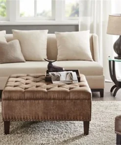 Madison Park FPF18-0200 Lindsey Tufted Square Cocktail Ottoman; Brown - 18.5 x 35.5 x 35.5 in.