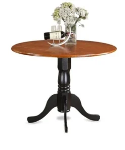 Gsi Homestyles Dublin Round Table with Two 9 in. Drop Leaves in Black & Cherry Finish