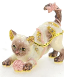 Fantasyard Kitty Cat Trinket Box - Silver - 3.125 x 2.75 in.