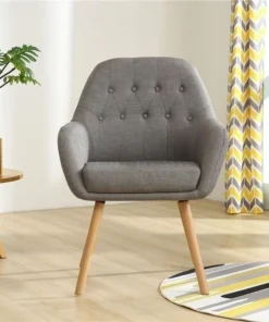 Orora Dec OW-MY9213-GRAY Fabric Upholstered Dining Arm chair with Bucket Seat; Gray