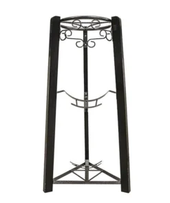 Goldwell Designs SM563 35 in. Design 3 Step Floor Metal Wood Stand; Black
