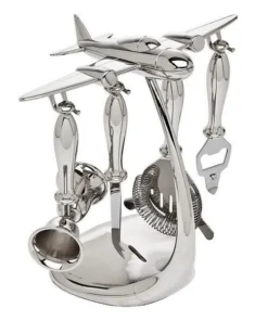 Godinger 97954 Airplane Bartools with Stand - 5 Piece