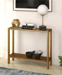 Henn & Hart AT0175 Rigan 36 in. Brass Finish Console Table