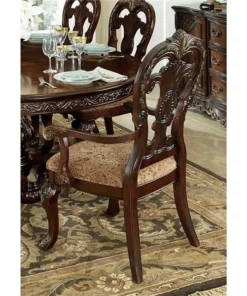 Home Elegance 2243A 43.75 x 26.5 x 26.75 in. Deryn Park Arm Chair - Cherry - Set of 2