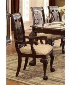 Home Elegance 5055A 41.5 x 26.5 x 24 in. Norwich Arm Chair - Warm Cherry & Beige - Set of 2