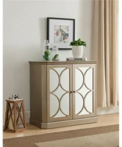 KB C1290 31 x 32 x 16 in. Wood Door Console Table - Gold