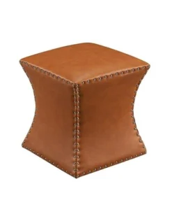 KB 3216-BR 17 x 15 x 15 in. Faux Leather Square Ottoman - Brown