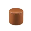KB 3217-BR Faux Leather Round Ottoman - Brown