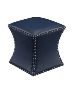KB 3216-BU 17 x 15 x 15 in. Blue Faux Leather Ottoman - Square