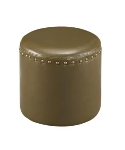 KB 3217-GR Faux Leather Round Ottoman - Green