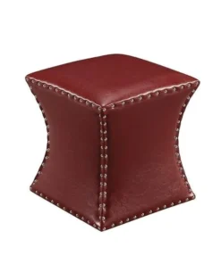 KB 3216-R 17 x 15 x 15 in. Faux Leather Square Ottoman - Red