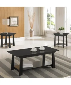 KB T997 16 x 42 x 20 in. Wood Occasional Table Set; Black - 3 piece