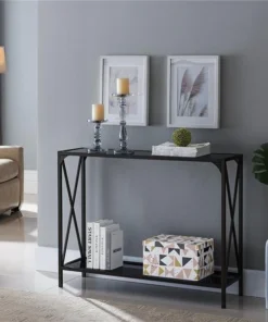 Hypersign Digital Signage Tristate Apartment Furnishres C1502 Kandin Console Table - Black & Pewter; 32 x 42 x 12 in.