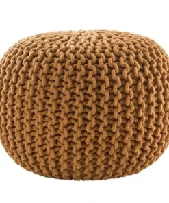Jaipur Living POF100450 Spectrum Pouf Textured Yellow Round Pouf