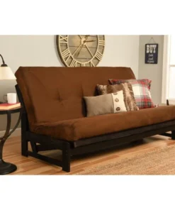 Kodiak KFAPRMSCHOCLF4MD2 Aspen Reclaim Mocha Futon Frame with Suede Chocolate Mattress - Full Size