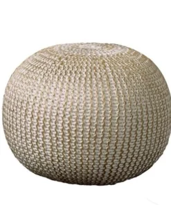 LR Home POUFS08125BNG1814 Fairbanks Bone Knitted Pouf Ottoman; Gold