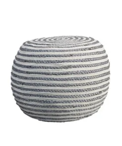 LR Home POUFS99704GYW2014 Corcovado Metallic Braided Pouf Ottoman