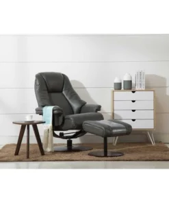 Relax-R LINDLEY780515 Lindley Recliner & Ottoman; Charcoal Grey