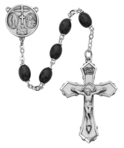 McVan 139D-BKF 6 x 8 mm Wood 4-Way Cross Rosary Set - Black