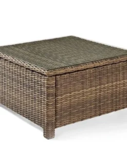 Classic Accessories Bradenton Outdoor Wicker Sectional Glass Top Coffee Table