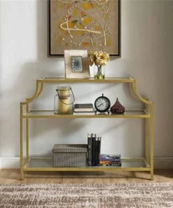 Crosley Furniture CF6203-GL Aimee Desk Table; Soft Gold