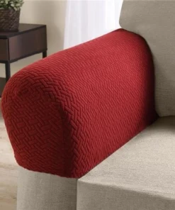 Madison Home MASON-AC-BR Mason Elastic Armrest Protectors; Brick - Pack of 2