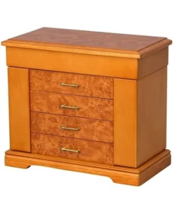 Mele Designs 03460T Greta Wooden Jewelry Box; Burlwood Oak