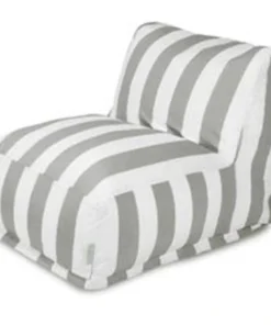 Majestic Home 85907238063 Vertical Stripe Gray Bean Bag Lounger Chair - 36 x 27 x 24 in.