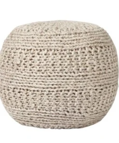 Aanny Designs JJS01182 Winston Wool Pouf Ottoman; Beige